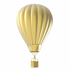 golden hot air balloon isolated on white