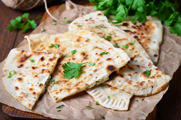 Flatbread with herbs, Kutaby, Traditional  Azerbaijani Dish