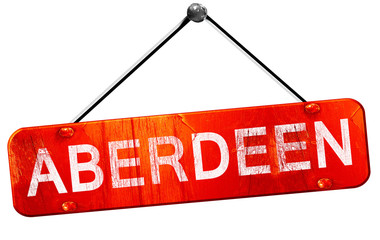 aberdeen, 3D rendering, a red hanging sign