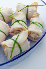 Turkey roulade with potato cheese and bacon