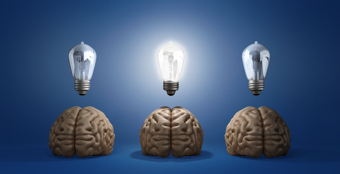 concept idea arose three brain lie on the floor and one of them