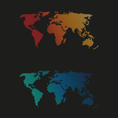 Colorful world map set