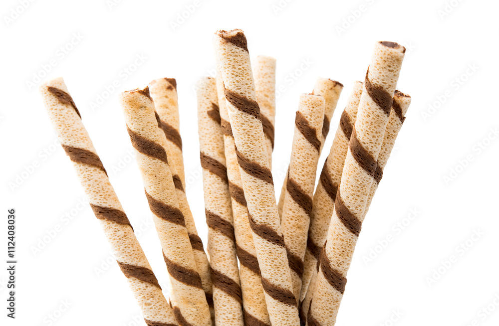 Canvas Prints wafer rolls with chocolate isolated