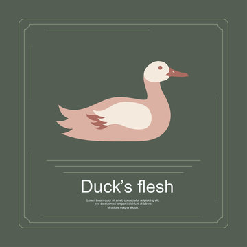 Logotype of duck's flesh in modern flat design. Perfect organic farm products banner or flyer. Vector illustration. eps 10