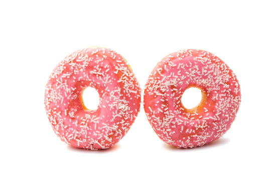 donut in a pink glaze isolated