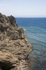 Detail of a cliff beside the Mediterranean Sea