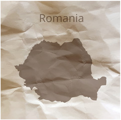Map of the Romania on papyrus. Vector illustration.