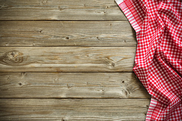 Tablecloth on wooden table