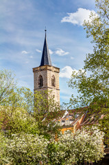 Ägidienkirche und Fachwerkhäuser der Krämerbrücke in Erfurt