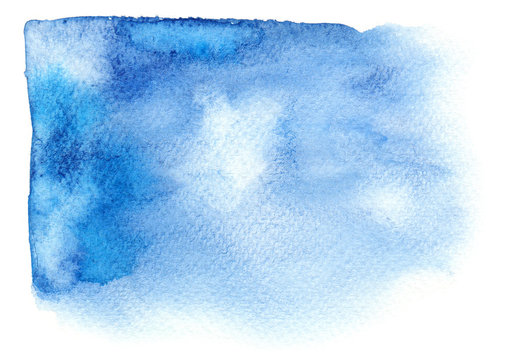 Bright blue watercolor stain with watercolour paint sroke 
