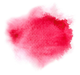 Red watercolour or ink stain with watercolor paint splash  - obrazy, fototapety, plakaty