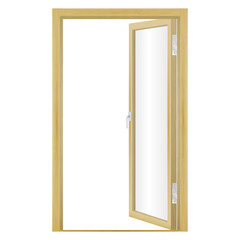 Vector illustration of an open wood door