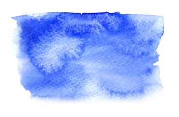 Vivid blue watercolor stain with watercolour paint splash