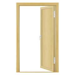 Vector illustration of open wood door