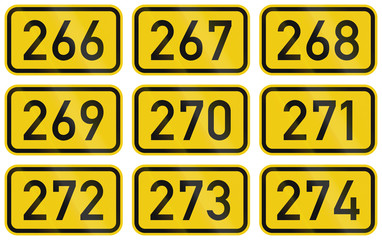 Collection of Numbered highway shields of German Bundesstrassen (Federal roads)