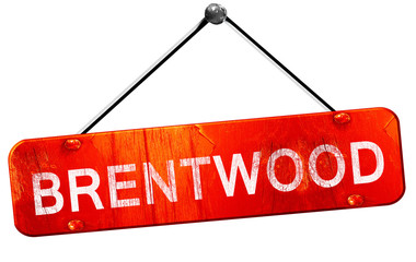 brentwood, 3D rendering, a red hanging sign