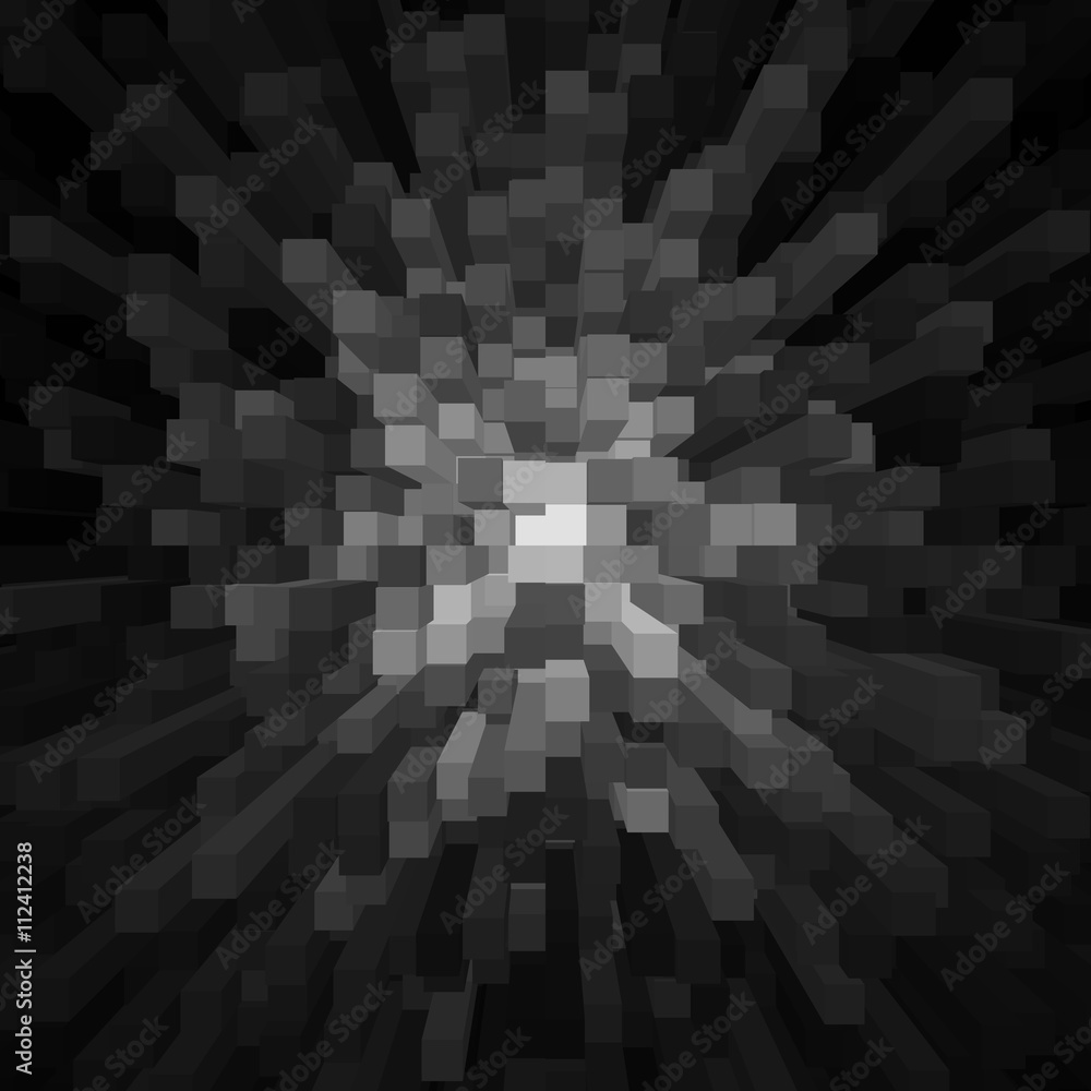 Aufkleber background from extruded squares. black and white geometric background with squares. background with