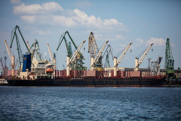 Harbor cranes working