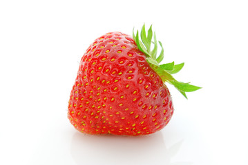 Red, ripe strawberry isolated on white background