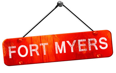 fort myers, 3D rendering, a red hanging sign