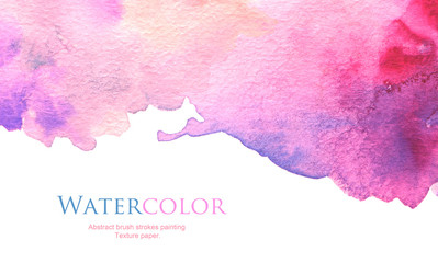 Abstract acrylic and watercolor brush strokes painted background © Liliia