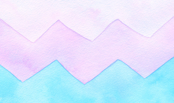 Abstract watercolor zigzag painted background. Texture paper .