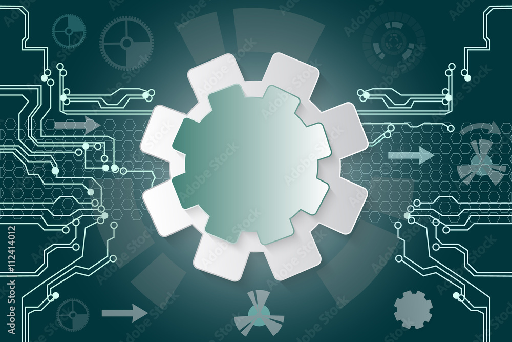 Poster abstract technological background with various technological ele