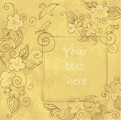 Ornamental postcard with white ornament on old paper