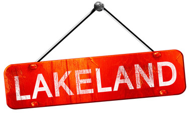 lakeland, 3D rendering, a red hanging sign