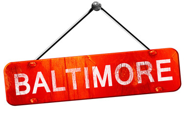 baltimore, 3D rendering, a red hanging sign