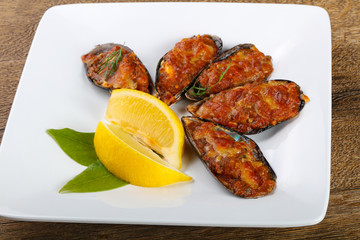Baked mussels