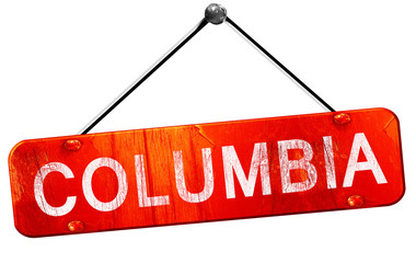 columbia, 3D rendering, a red hanging sign