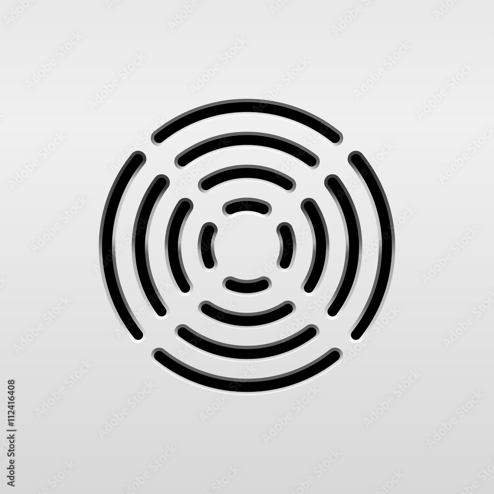 Poster abstract audio speaker template, dynamic with perforated grill pattern and white background for desi