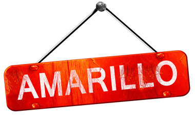 amarillo, 3D rendering, a red hanging sign