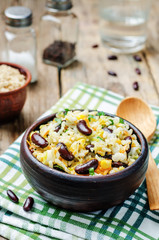 zucchini corn carrots red beans rice