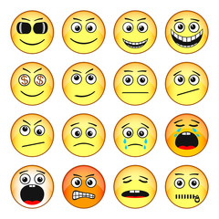 Set of Emoticons. Funny Faces Show Different Emotions. 