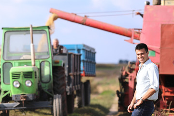 Fototapeta na wymiar Businessman at harvest