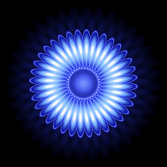 Neon blue circle. Neon gradient pattern on a black background. Element of decor. To design. Universal application. Vector illustration