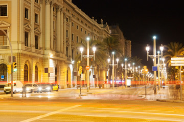 Fototapeta na wymiar roads and buildings of Barcelona in the evening