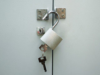 The metal lock with key