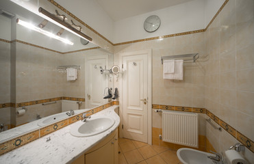 Bathroom with built-in appliances. Restroom.