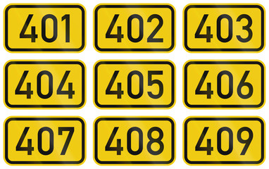Collection of Numbered highway shields of German Bundesstrassen (Federal roads)