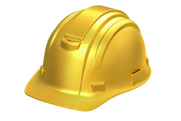 Fototapeta premium Construction Golden Hard Hat, 3D rendering