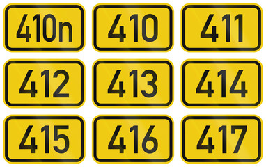 Collection of Numbered highway shields of German Bundesstrassen (Federal roads)