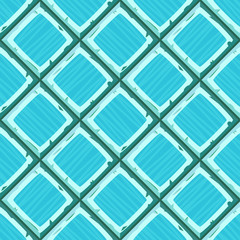 Cartoon hand drown cyan old diagonal seamless tiles texture. Vector illustration