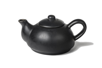 Black teapot isolated on white