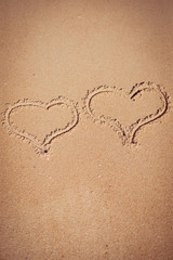 Love hearts valentines day on the beach