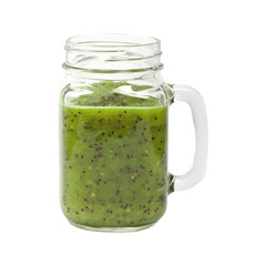 Kiwi Juice Smoothie Isolated on White background. Selective focus.