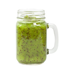 Kiwi Juice Smoothie Isolated on White background. Selective focus.