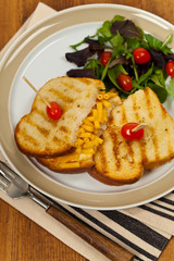 Macaroni and Cheese Sandwich. Selective focus.